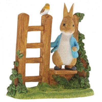 Peter Rabbit on Wooden Stile 8cm Figurine - The World of Beatrix Potter