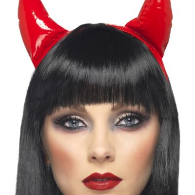 Smiffys Devil Horns on Headband Red Fancy Dress Accessories