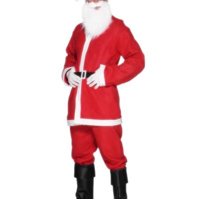 Smiffys Santa Suit Jacket, Trousers, Beard, Hat, Belt Xmas Fancy Dress Costume