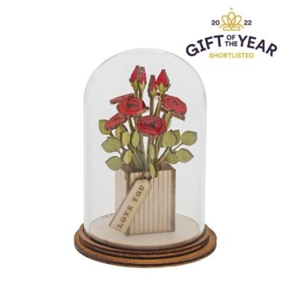 Kloche Love You Red Rose Flowers Wooden Figurine 9cm