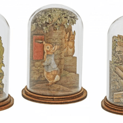 Kloche Peter Rabbit Mrs Rabbit and Benjamin Bunny Wooden 9cm Figurines
