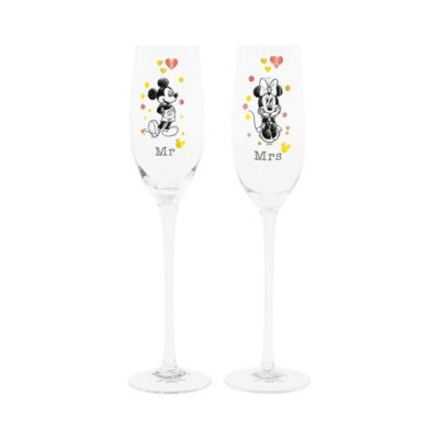 Disney Mickey and Minnie Mouse Mr and Mrs Toasting Glasses 28cm