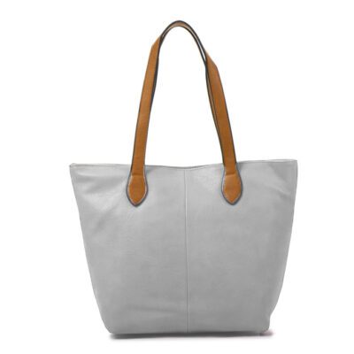Long and Son - Women's Light Grey Tote Shoulder Hand Bag with Handle