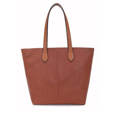 Long and Sons - Women's Brown Tote Shoulder Hand Bag with Handle & Zip