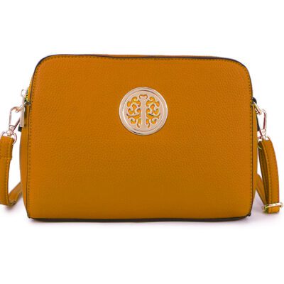 Long and Sons - Yellow Shoulder and Cross Bag Hand Bag with Tree of Life Design