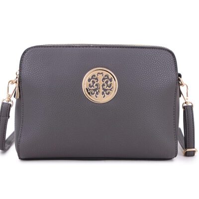 Long and Sons - Dark Grey Shoulder and Cross Bag Hand Bag with Tree of Life Design