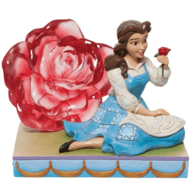 SALE Disney Traditions Belle with Clear Resin Rose 12cm (Beauty & The Beast) Figurine