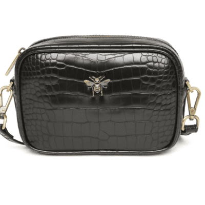 Alice Wheeler - Luxury Croc Black Mini Cross Body Hand Bag