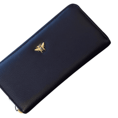 Alice Wheeler - Navy Large Concertina Bumble Bee Coin and Card Purse