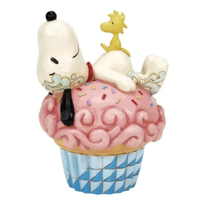 Disney Traditions Snoopy and Woodstock on Cupcake Figurine Disney Peanuts Figure by Jim Shore