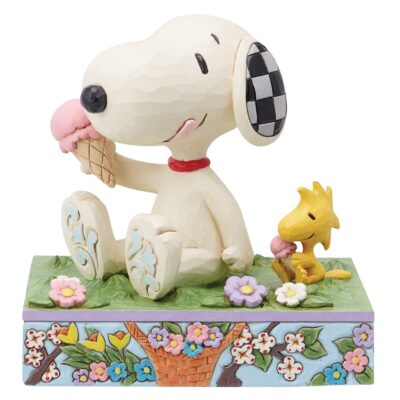 Disney Traditions Snoopy Eating Ice Cream Peanuts with Woodstock Figure by Jim Shore