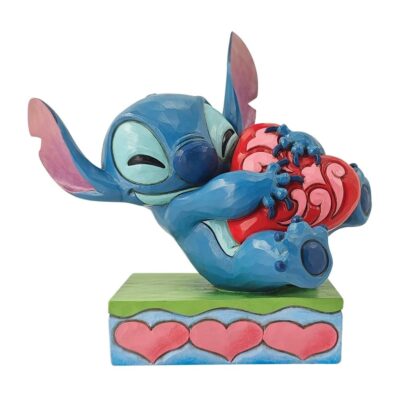 Stitch Hugging a Heart Figurine, Lilo and Stitch, Disney Traditions