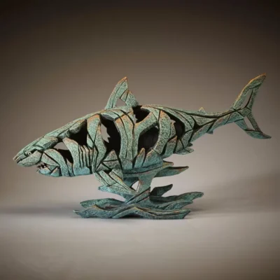 Edge Sculpture Shark, Verdi Gris by Matt Buckley 31cm