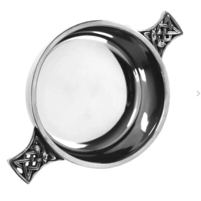 3 Inch (76ml) Celtic Knot Handle Pewter Quaich Bowl