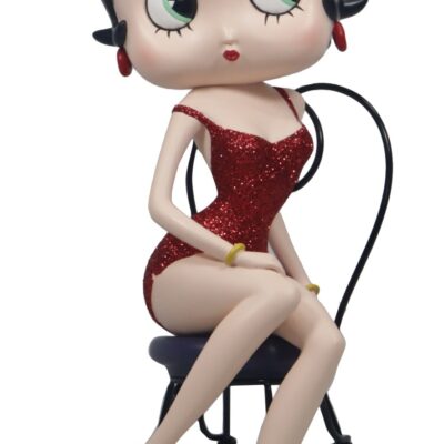Betty Boop On Chair Red Glitter Dress 32cm Figurine