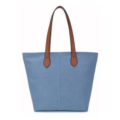 Long and Son – Women’s Denim Blue Tote Zip Shoulder Hand Bag with Handle