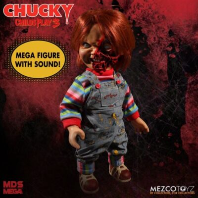 Child's Play 3 Pizza Face Chucky Doll 15" Talking Figure by Mezco