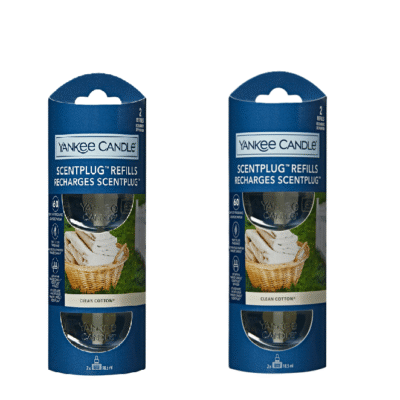 2 x Clean Cotton Scent plug ins Refill Twin Pack 18.5ml Yankee Candle