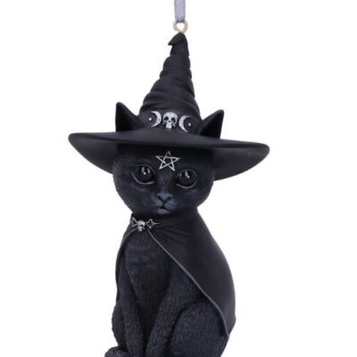 Purrah Black Witch Cat Hanging Decorative Ornament 11.5cm