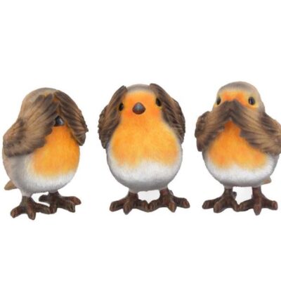 Three Wise Robin Figurines 8cm Figurine Set Of Three Robin Ornaments