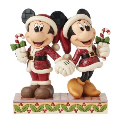 Disney Traditions Minnie & Mickey Mouse Candy Cane Christmas Figurine