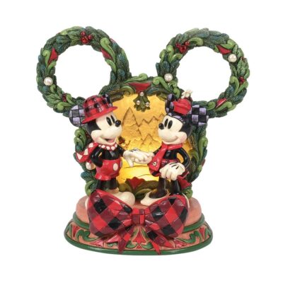 Disney Traditions Limited Edition Signed Magical Winter Moments Mickey & Minnie Diorama Lights Up