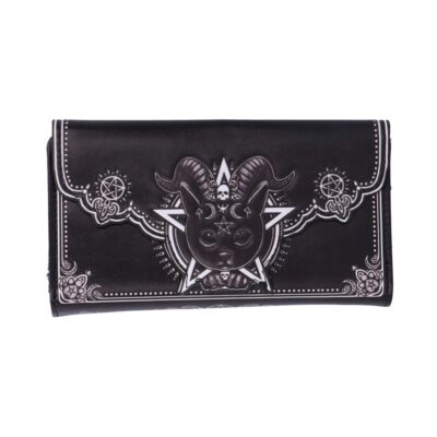 Black and White Pawzuph Cat Gothic Embossed Purse 18.5cm