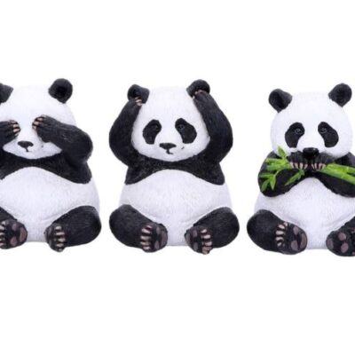 Three Wise Pandas Figurines 8.5cm Set of Three Ornaments