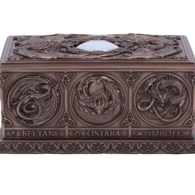 SALE Dragons of the Sabbats Tarot Box Bronze 14.5cm Anne Stokes