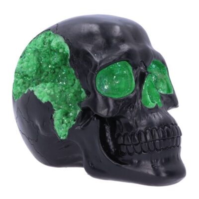 SALE Geode Skull Black Green Gothic Glitter Skull Figurine 17cm