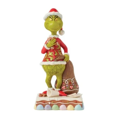 Disney Traditions Grinch Eating Gingerbread Cookies And Milk Christmas Figurine 20cm