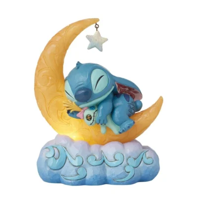 Disney Traditions Stitch & Scrump On Light Up Moon Figurine 19.5cm