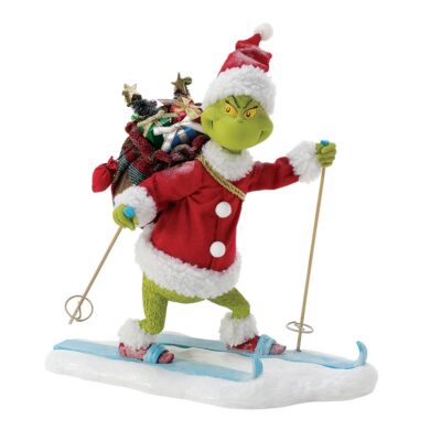 Grinchy Delivery (Grinch on Skis) Large Scale Christmas Ornament 28cm