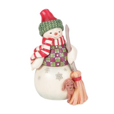 Jim Shore Snowman with Peeking Dog Christmas Heartwood Creek 18cm