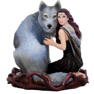 SALE Soul Bond by Anne Stokes hand-painted wolf and woman resin figurine 17cm