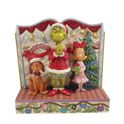 Disney Traditions The Grinch with Cindy-Lou and Max Storybook Figurine