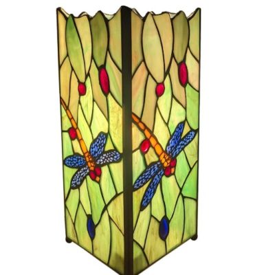 Dragonfly Tiffany Square Table Lamp 27cm