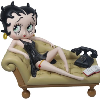 Betty Boop On Cream Chaise Lounge Black Glitter Dress19cm