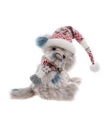 Charlie Bears Puddletown Grey & Blue Christmas Dog Jointed Teddy Bear 38cm