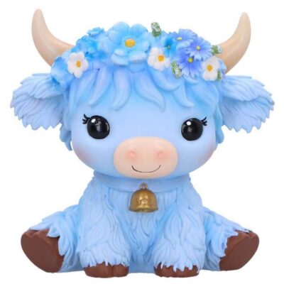Moo Crew - Bluebell Blue Highland Cow Figurine 10.5cm Decoration