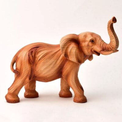 Naturecraft Wood Effect Resin Figurine - Elephant 14.5cm Ornament