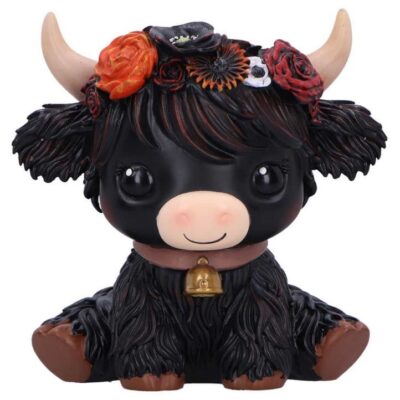 Moo Crew - Dahlia Black Highland Cow Figurine 10.5cm Decoration