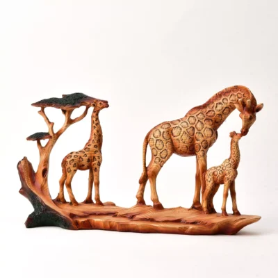 Naturecraft Wood Effect Resin Figurine - Triple Giraffes 17.5cm Ornament