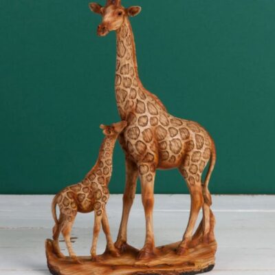 Naturecraft Wood Effect Resin Figurine - Giraffe & Calf 29cm Ornament