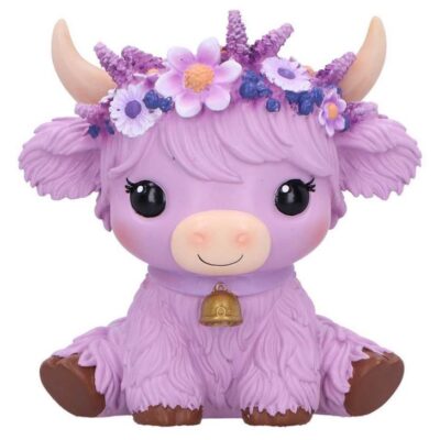 Moo Crew - Hyacinth Lilac Purple Highland Cow Figurine 10.5cm Decoration
