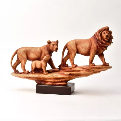 Naturecraft Wood Effect Resin Figurine - Lions Family on Rocks 22cm Ornament