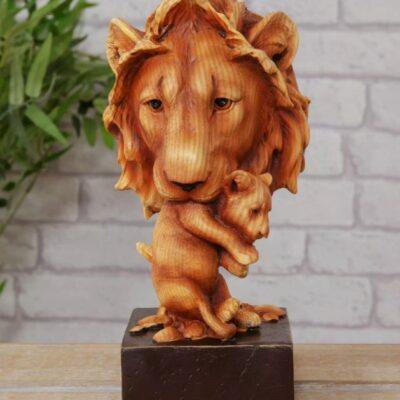 Naturecraft Wood Effect Resin Figurine - Lion & Cub 23.5cm Ornament