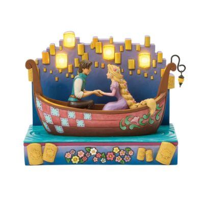 Disney Traditions Tangled Boat Rapunzel & Flynn Rider with LED Lanterns 15cm Figurine