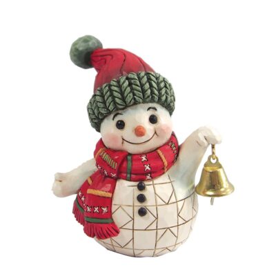 Snowman Holding Bell 9cm Figurine by Heartwood Creek Jim Shore Christmas