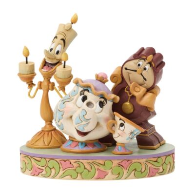 Disney Traditions Beauty and The Beast Lumiere, Mrs Potts, Cogsworth n Chip Fig 17.5cm Figurine